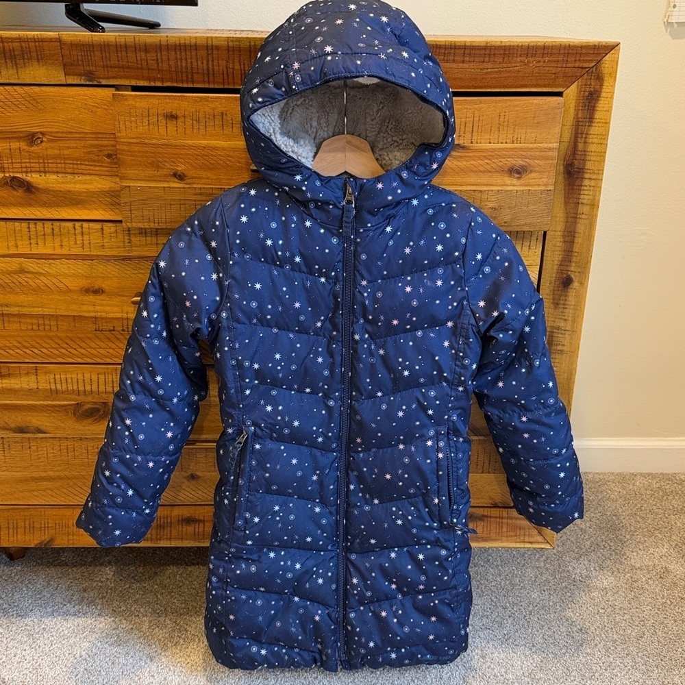 Lands’ End Girls Navy Blue Starry Kids Jacket